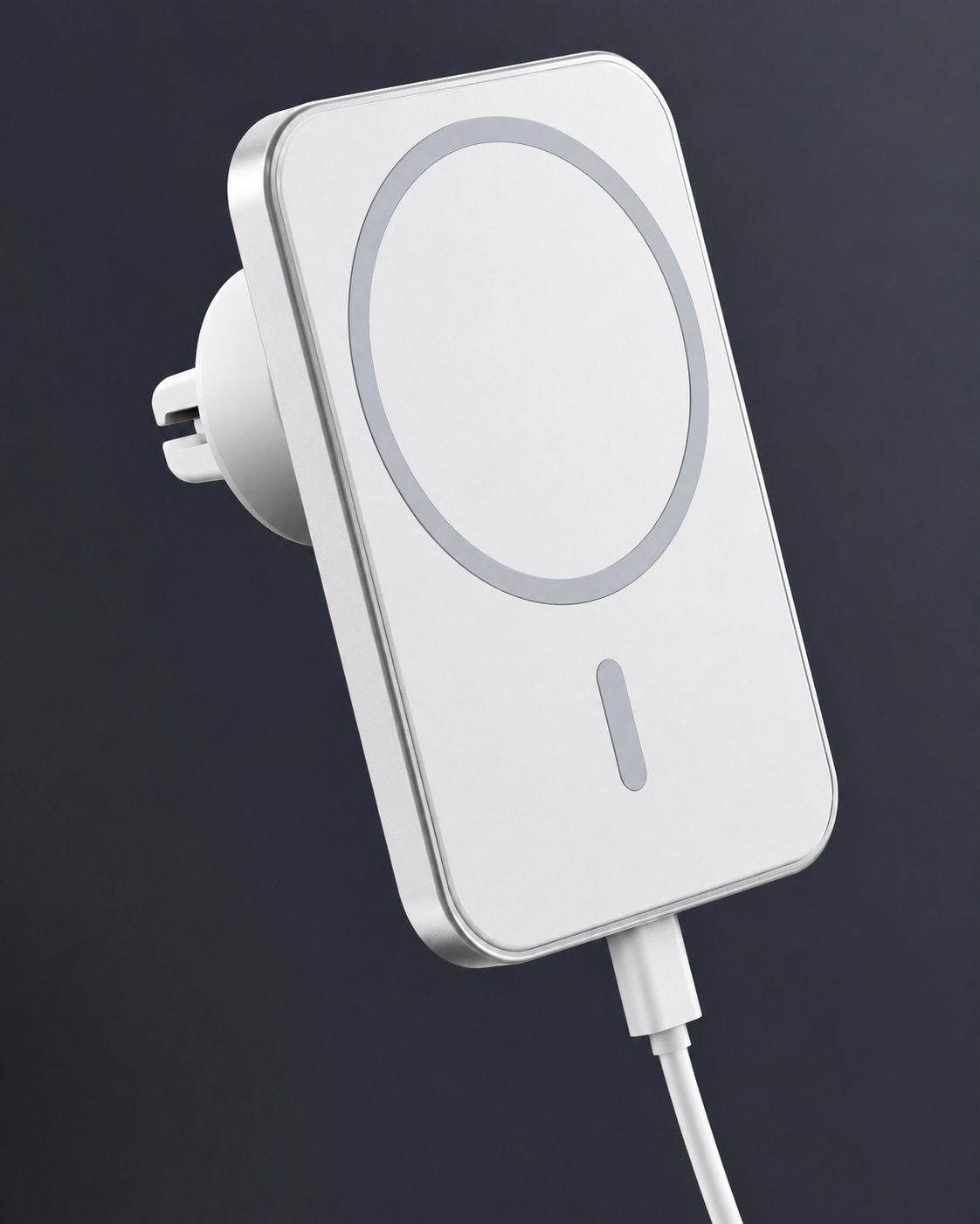 Mbajtëse Makine me Karikues Wireless Magnetik (Stili MagSafe) 3000 mAh, magnetik dhe praktik, për përdorim në veturë, e bardhë - foto 3