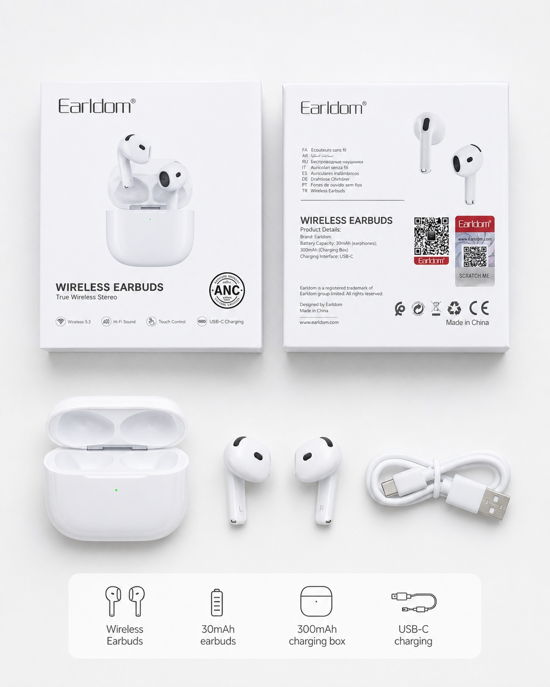 Earbuds Earldom Premium Wireless me ANC