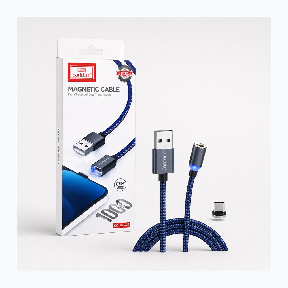 Kabllo Magnetike Earldom ET-MC07 3-në-1 për Karikim me Koka Type-C, Lightning dhe Micro USB - foto 2