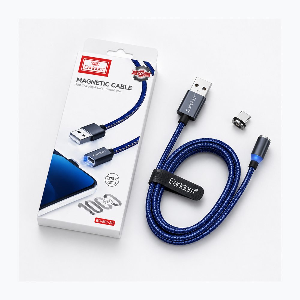 Kabllo Magnetike Earldom ET-MC07 3-në-1 për Karikim me Koka Type-C, Lightning dhe Micro USB - foto 5