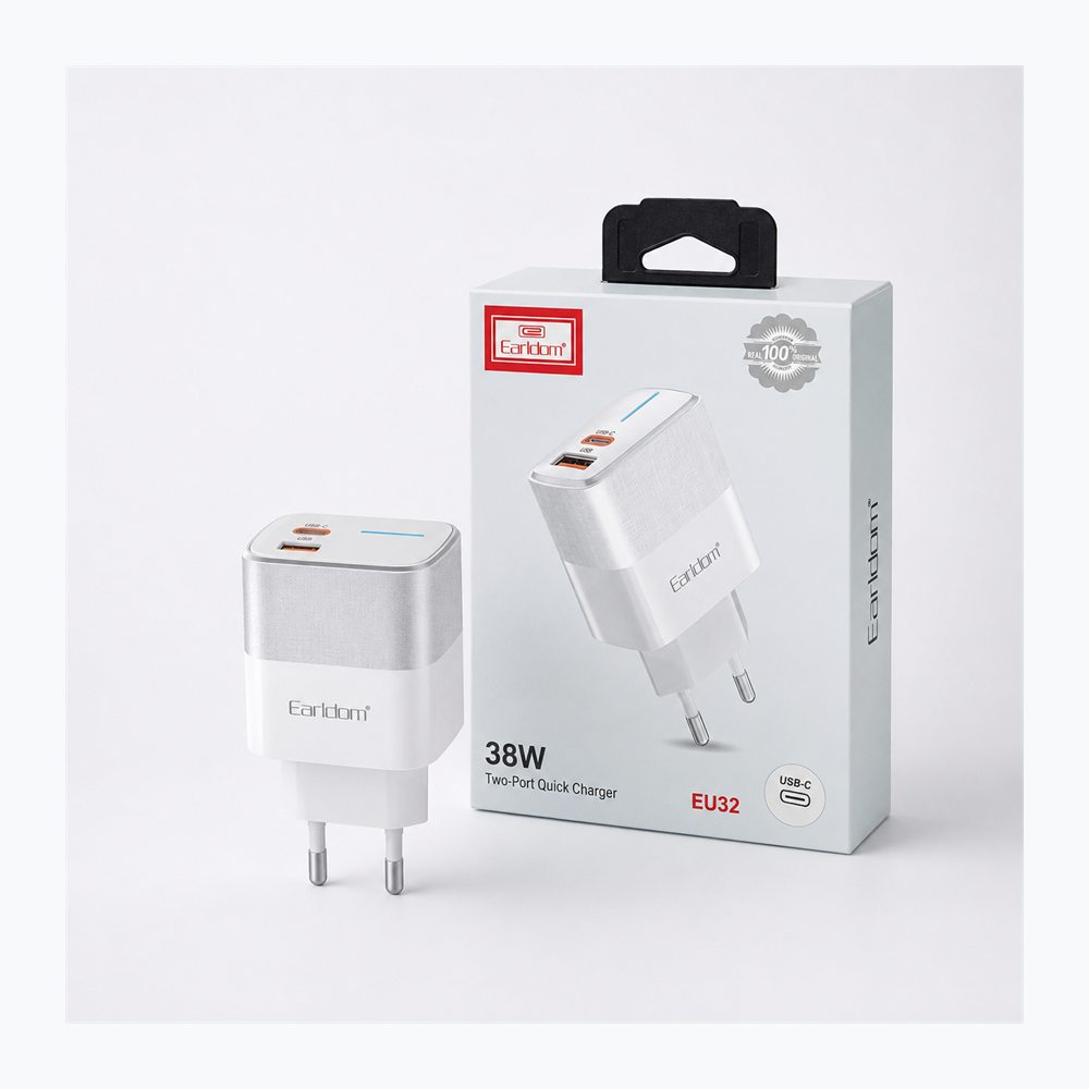Karikues Earldom EU32 38W PD/QC me USB-C dhe USB-A, EU Plug - foto 2