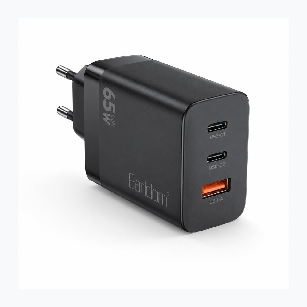 Karikues Earldom ES-EU41 65W GaN me 2 USB-C dhe USB-A, EU Plug - foto 1