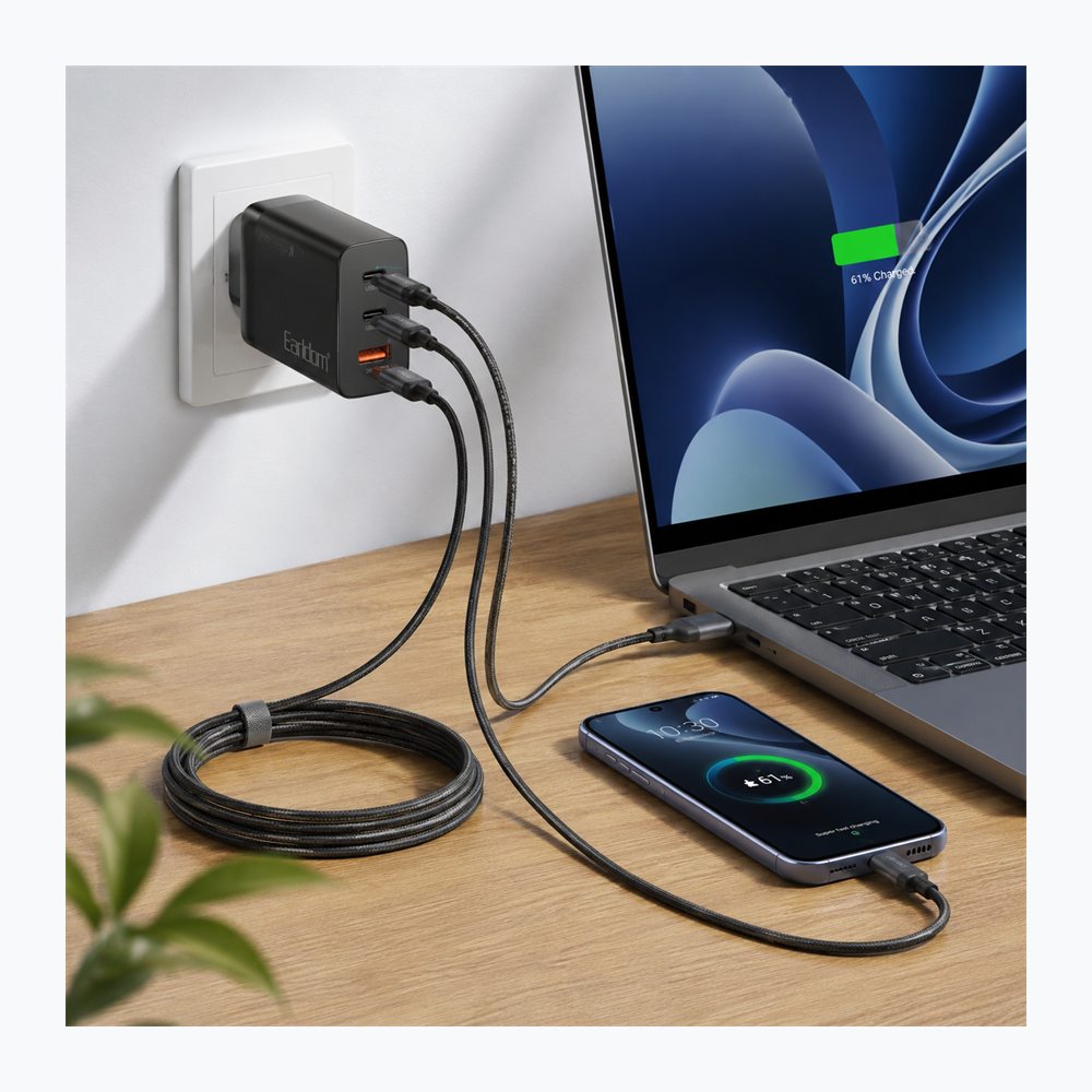 Karikues Earldom ES-EU41 65W GaN me 2 USB-C dhe USB-A, EU Plug - foto 3