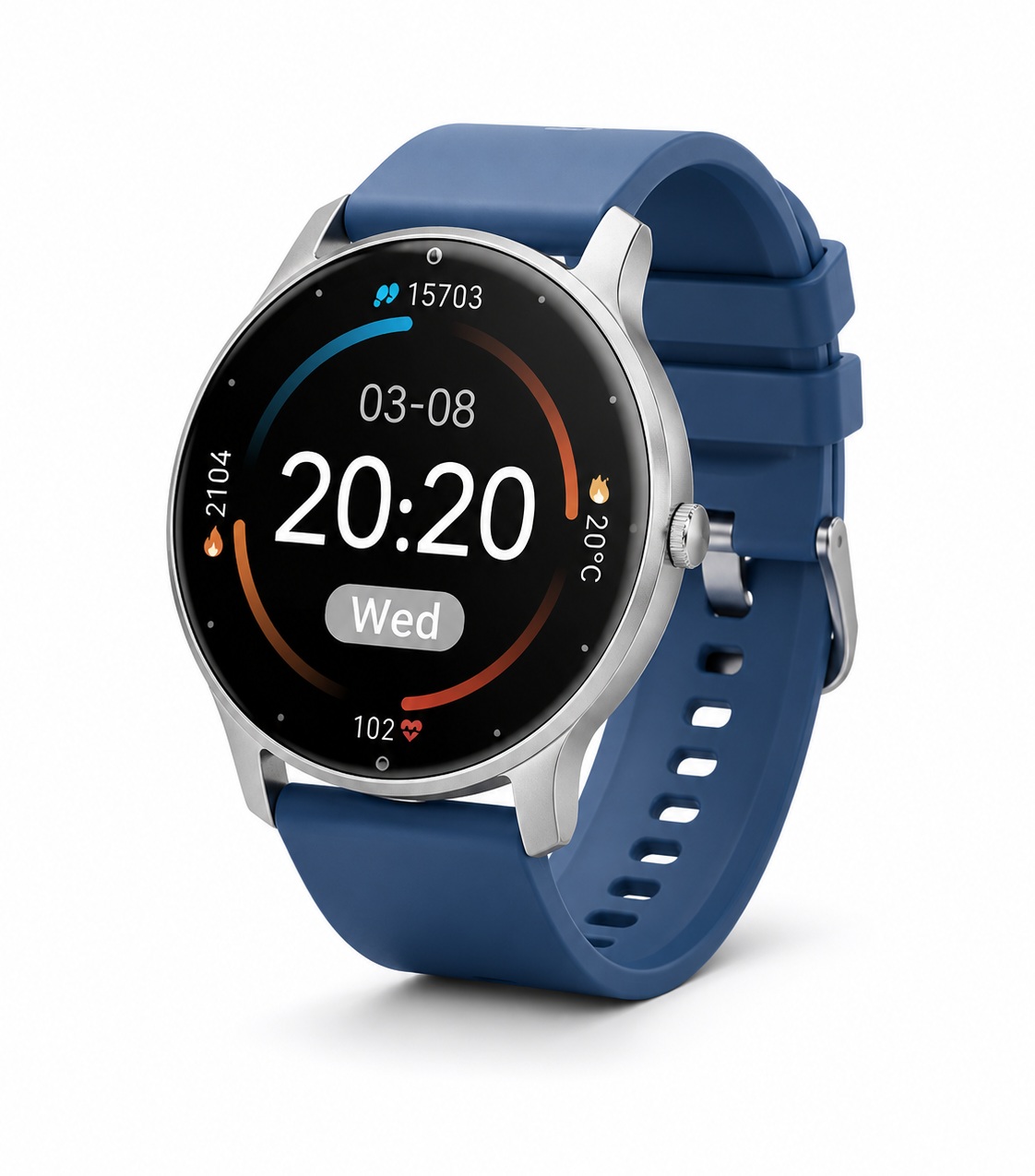 Smartwatch Sport YS-R4 me Ekran Rrethor dhe Rrip Blu