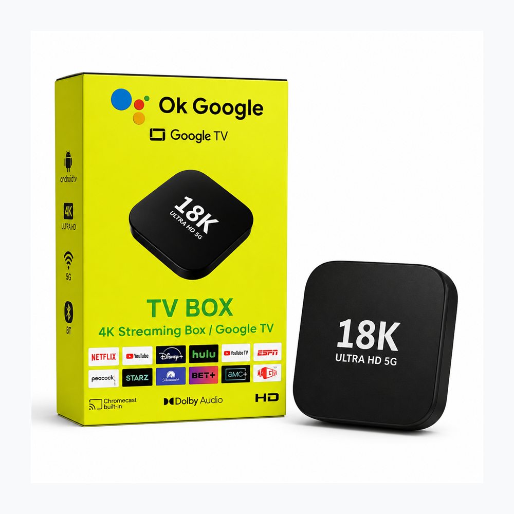 TV Box Google TV 18K Ultra HD me Streaming 4K, WiFi dhe Telekomandë - foto 1