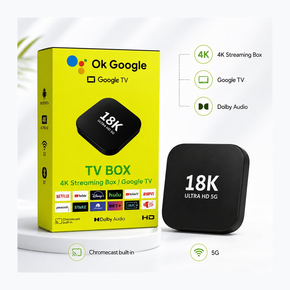 TV Box Google TV 18K Ultra HD me Streaming 4K, WiFi dhe Telekomandë - foto 2