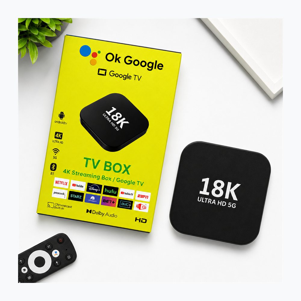 TV Box Google TV 18K Ultra HD me Streaming 4K, WiFi dhe Telekomandë - foto 3