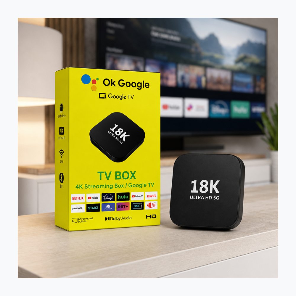 TV Box Google TV 18K Ultra HD me Streaming 4K, WiFi dhe Telekomandë - foto 4