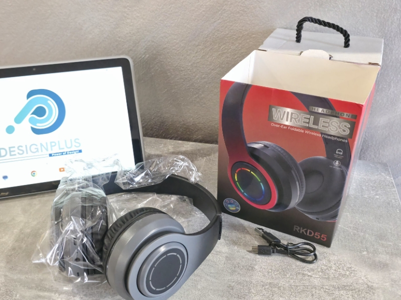 Wireless Headphones RKD55, me tingull të qartë dhe përdorim komod, për muzikë, thirrje dhe argëtim, të hirta/zi