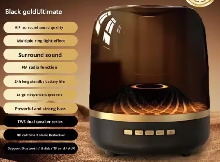 Altoparlant Bluetooth Inteligjent Big Diamond me Ndriçim LED, me ndriçim modern LED/RGB, për përdorim të përditshëm, e zezë me kupolë të errët
