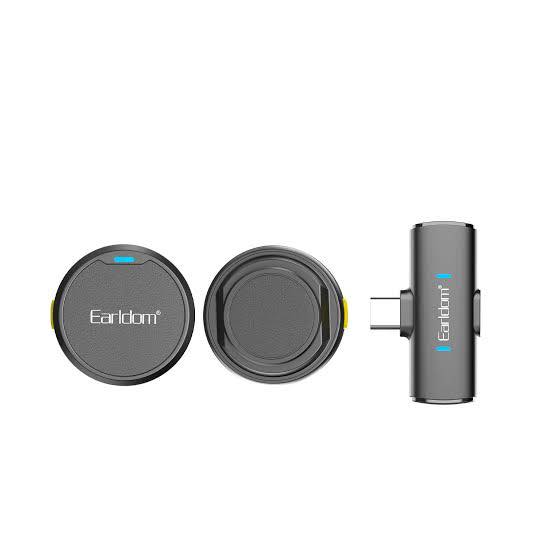 Mikrofon Wireless Earldom MC15C me Marrës Type-C, me lidhje Bluetooth pa tela, për vlog, intervista dhe transmetime live, e gri e errët / e zezë