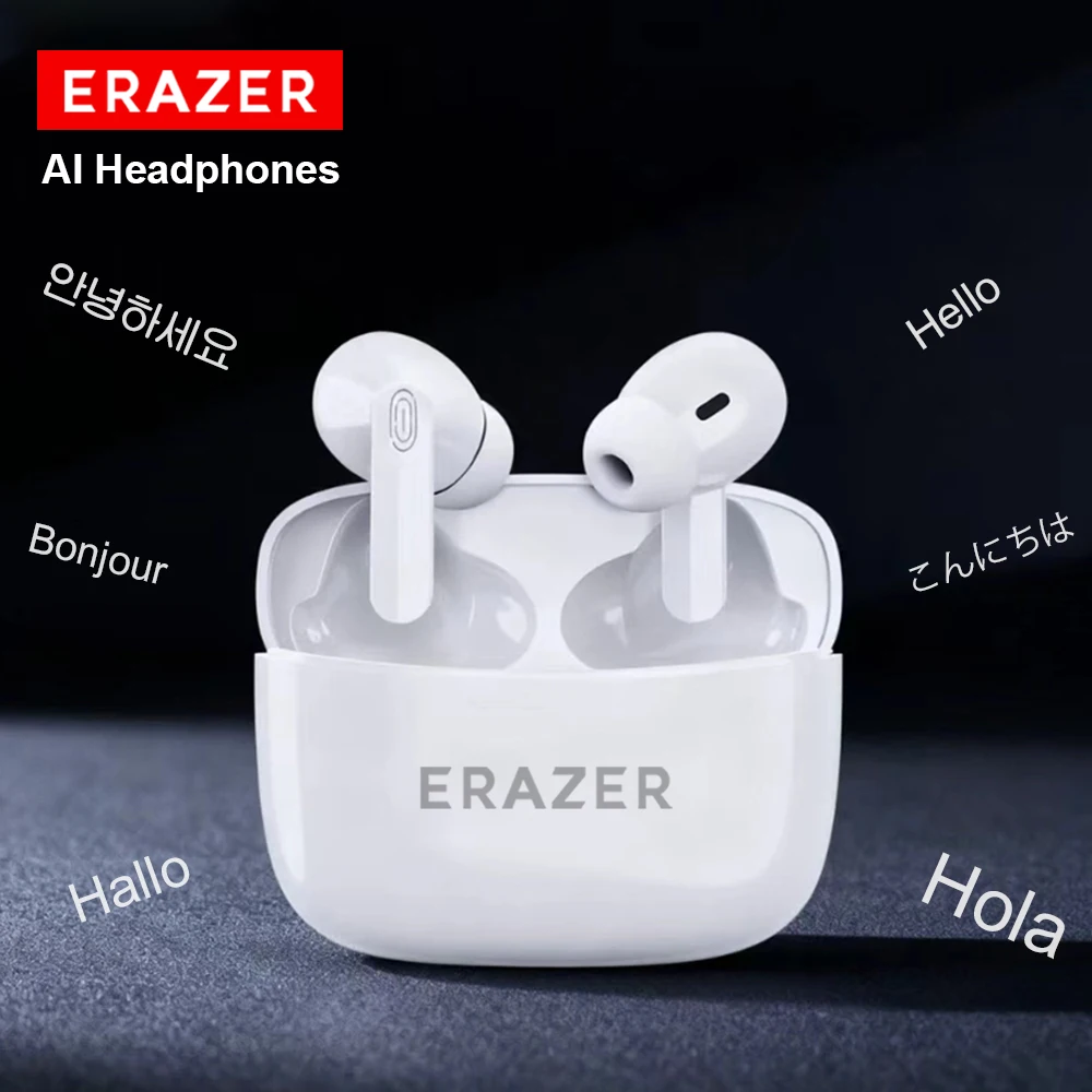 Kufje Bluetooth Erazer TWS me Kuti Karikimi - Me AI - Translation, me tingull të qartë dhe përdorim komod, për muzikë, thirrje dhe argëtim, ngjyrë e zezë