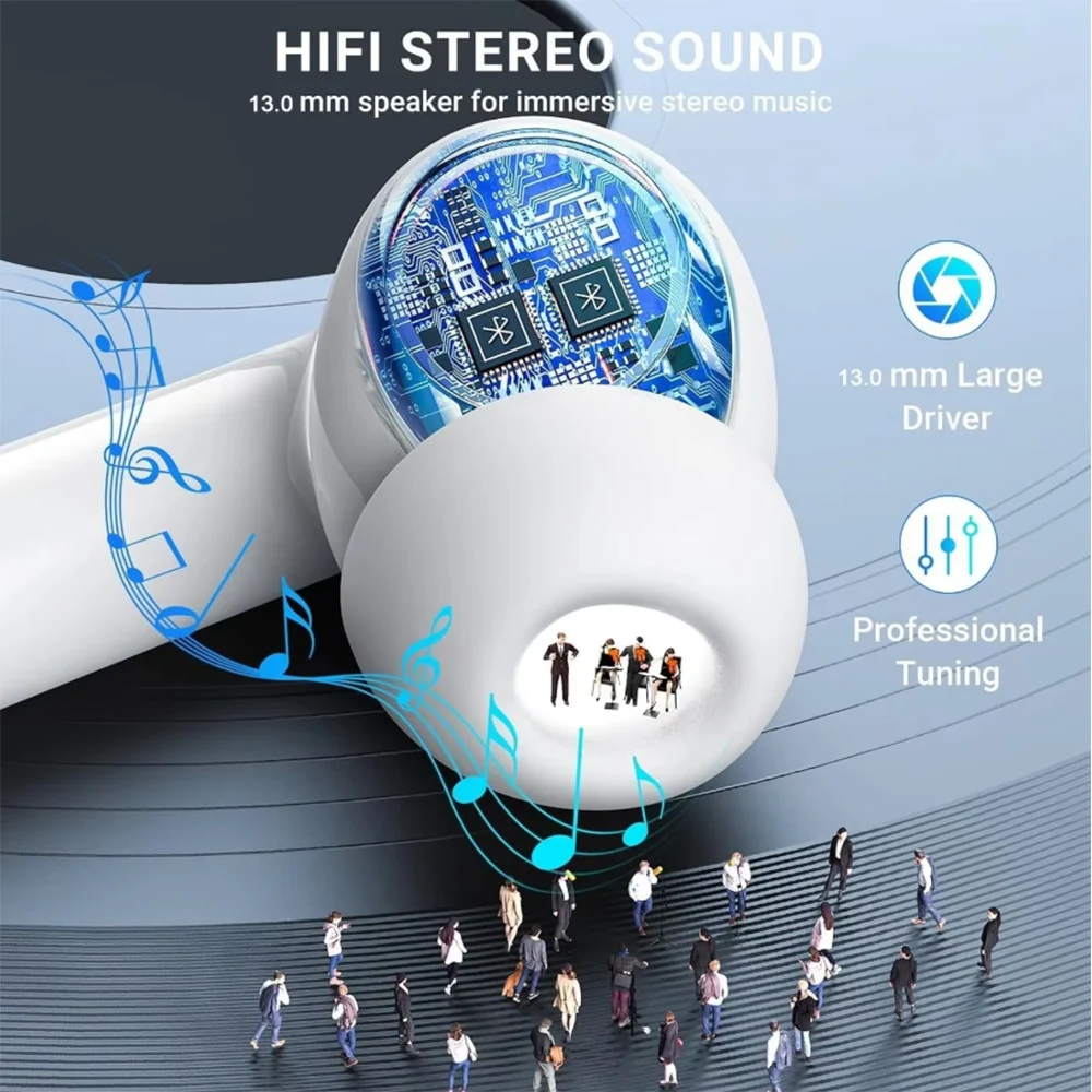 Kufje Bluetooth Erazer TWS me Kuti Karikimi - Me AI - Translation, me tingull të qartë dhe përdorim komod, për muzikë, thirrje dhe argëtim, ngjyrë e zezë