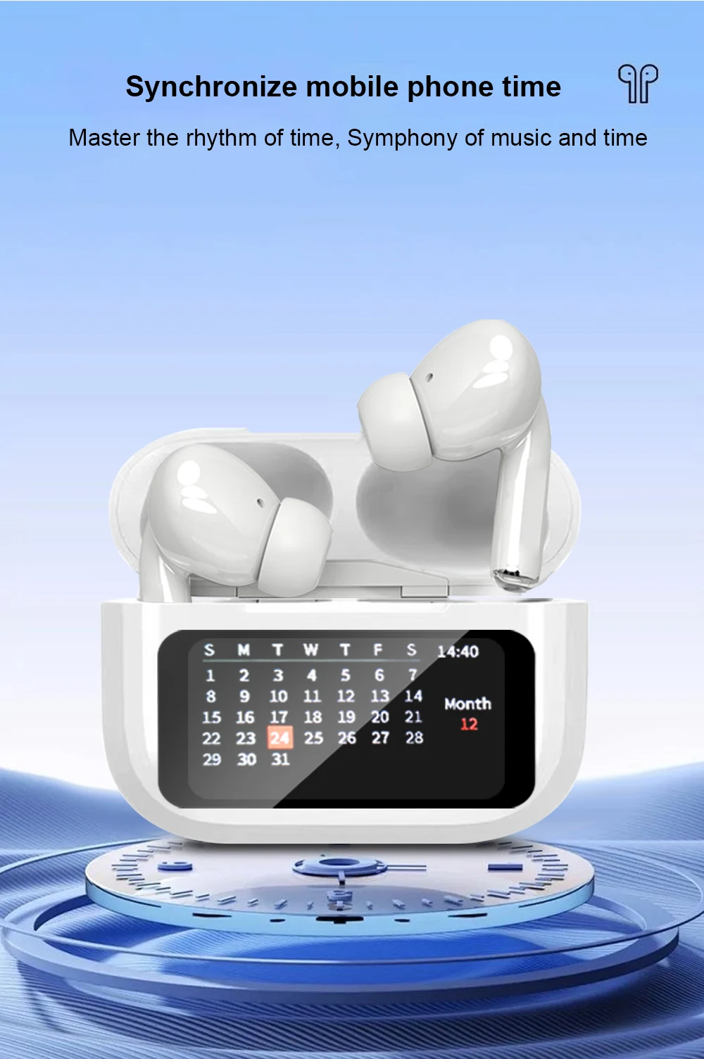 Kufje Bluetooth TWS Greatwall me Ekran me Prekje, me tingull të qartë dhe përdorim komod, për muzikë, thirrje dhe argëtim, ngjyrë e zezë