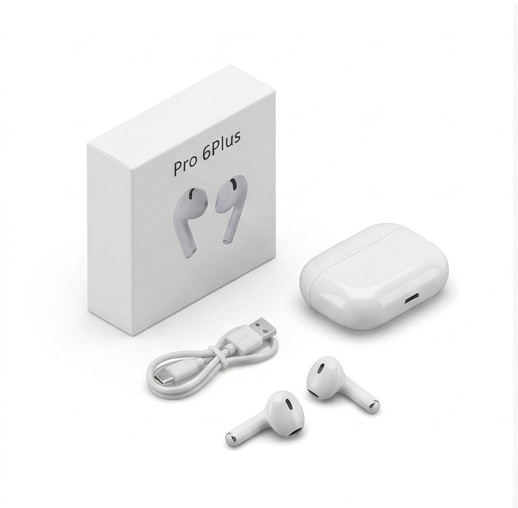 Kufje Bluetooth Pro 6 Plus me Kuti të Bardhë