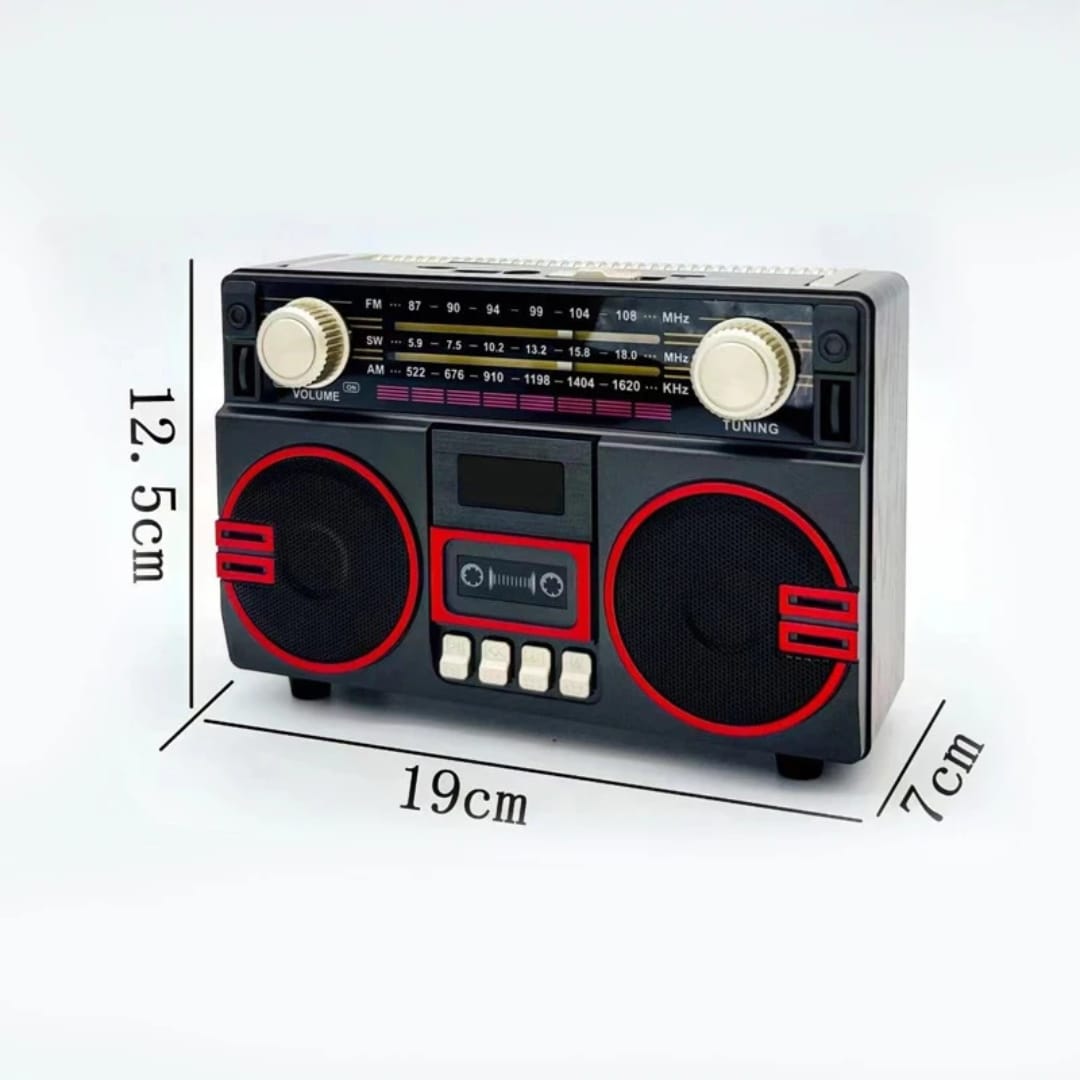 Radio Klasike Retro dhe Altoparlant Wireless, me lidhje Bluetooth pa tela, për përdorim të përditshëm, e zezë me detaje (klasike)