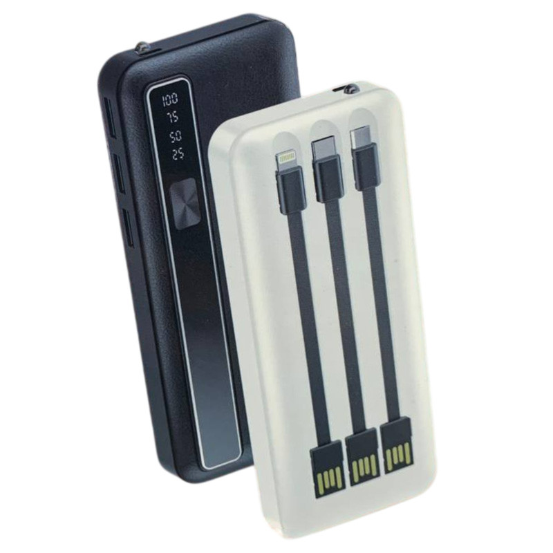 Power Bank i Fuqishëm Y51 40,000mAh me 4 Kabllo të Integruara, me dizajn modern dhe funksional, për shtëpi, zyrë dhe udhëtime, ngjyrë e zezë