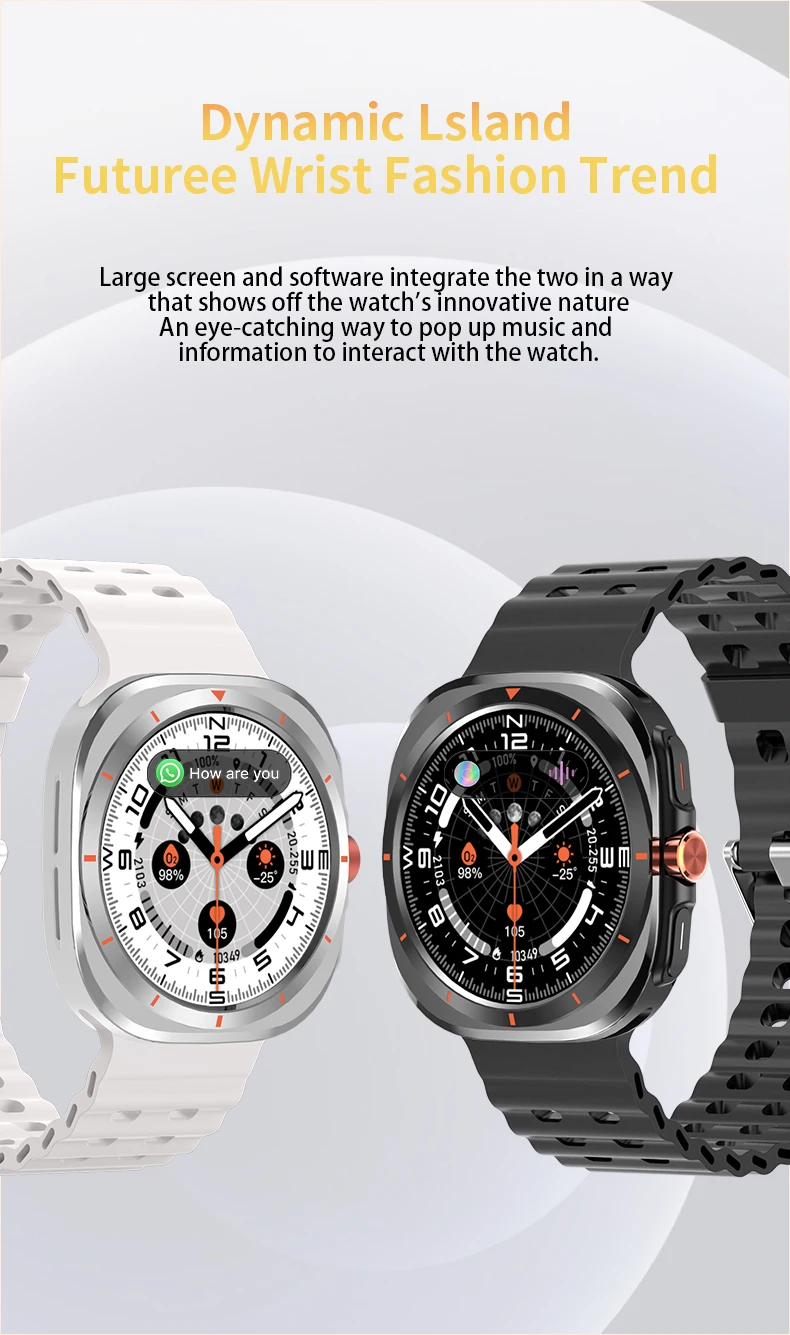 Orë Inteligjente Sportive (Smartwatch me Dynamic Island), për njoftime, sport dhe përdorim ditor, ngjyrë e zezë