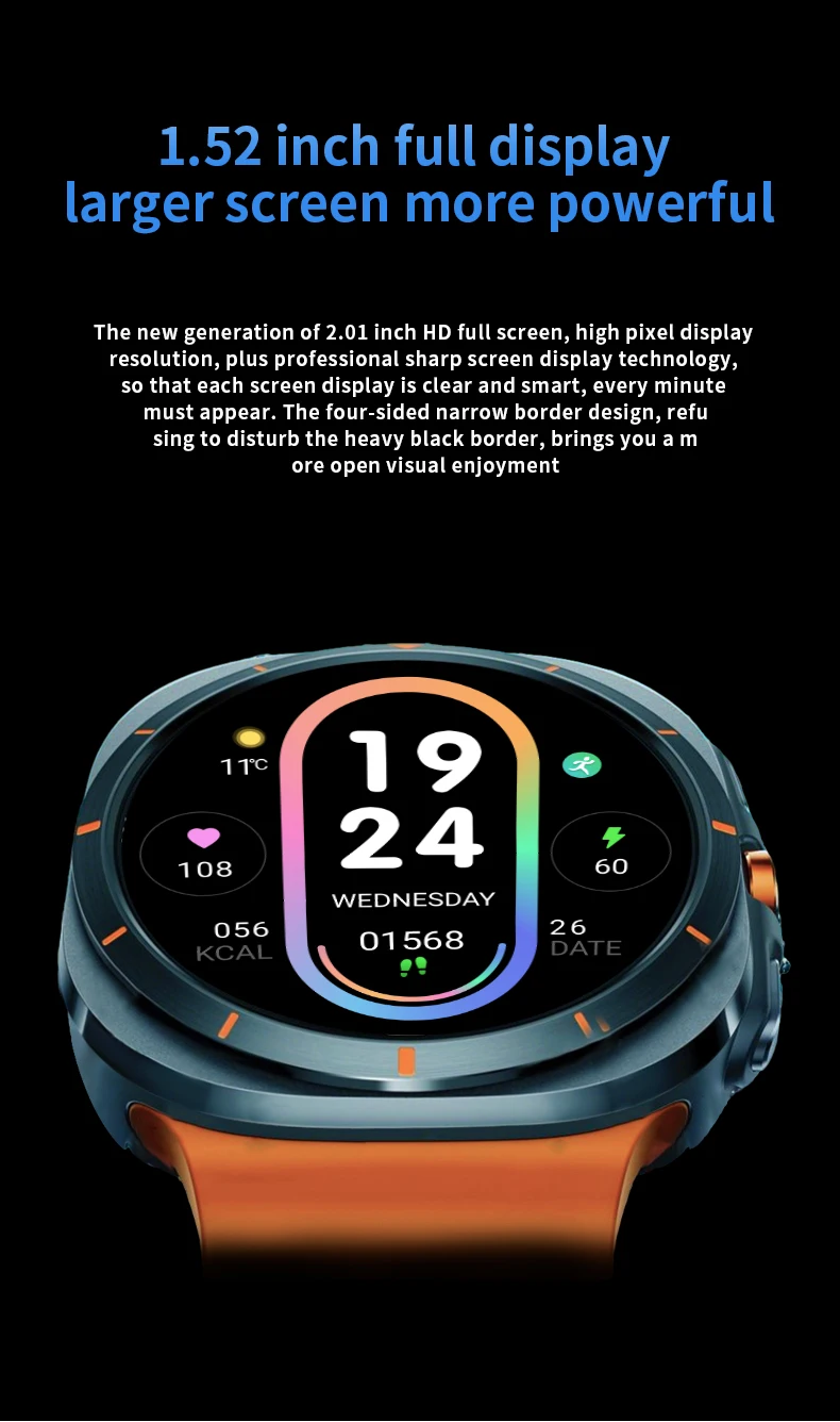 Orë Inteligjente Sportive (Smartwatch me Dynamic Island), për njoftime, sport dhe përdorim ditor, ngjyrë e zezë