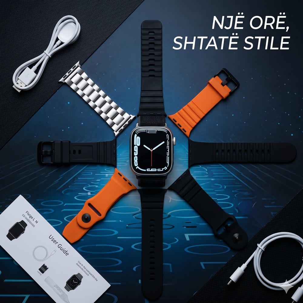 Ora e Mençur T-Watch X Max Series X (Set me rripa të ndryshëm), për njoftime, sport dhe përdorim ditor, e zezë/set multi-ngjyrësh