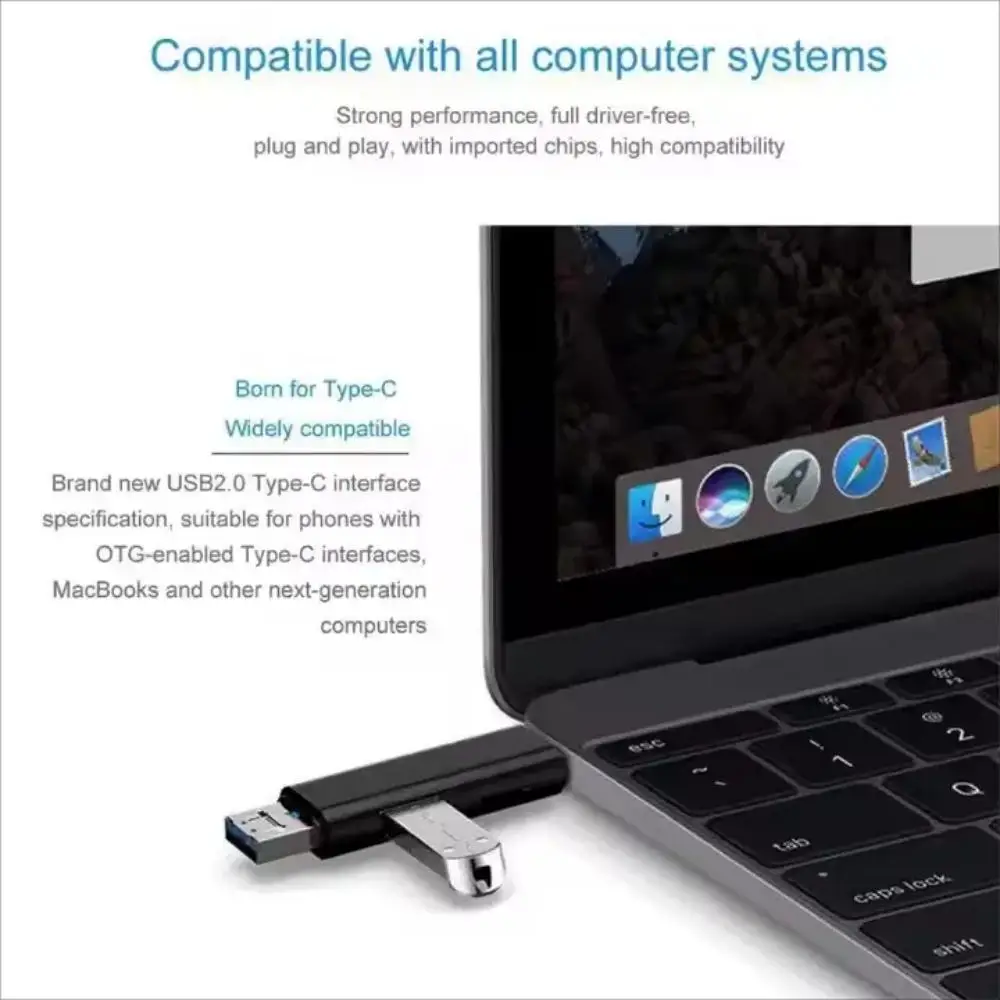 Adaptor dhe Lexues Kartash 3-në-1 (Type-C, Micro, USB), me dizajn modern dhe funksional, për shtëpi, zyrë dhe udhëtime, ngjyrë e zezë