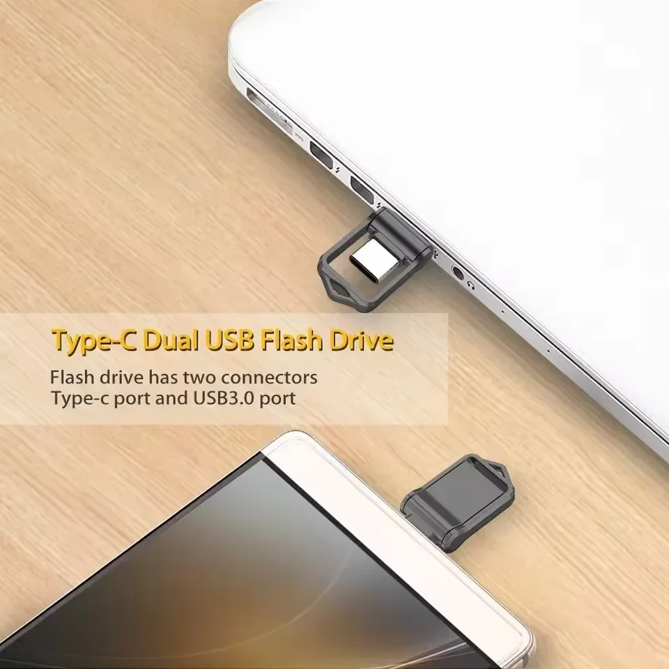 Mini USB Flash Drive Type-C 32GB / USB-A e Dyfishtë, për ruajtje dhe transferim të të dhënave, për kompjuter, punë dhe ruajtje të të dhënave, ngjyrë argjendi