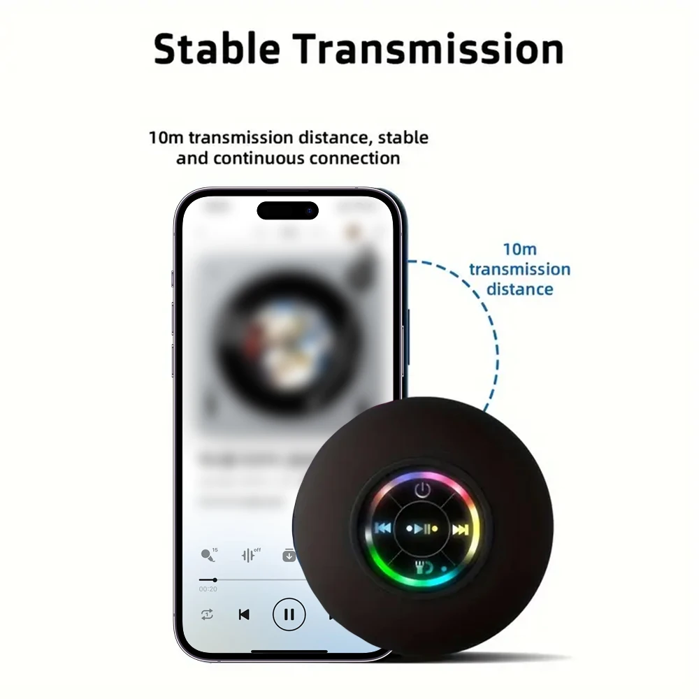 Altoparlant Bluetooth për Dush (Rezistent ndaj Ujit IPX4), me lidhje Bluetooth pa tela, për përdorim të përditshëm, ngjyrë e zezë