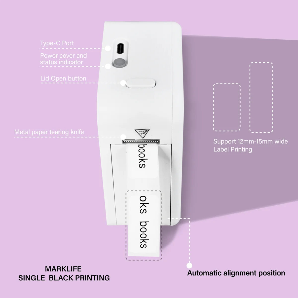 Printer Termik Portativ për Etiketa (Me Bluetooth), për performancë të qëndrueshme, për kompjuter, punë dhe ruajtje të të dhënave, e gjelbër (mente)