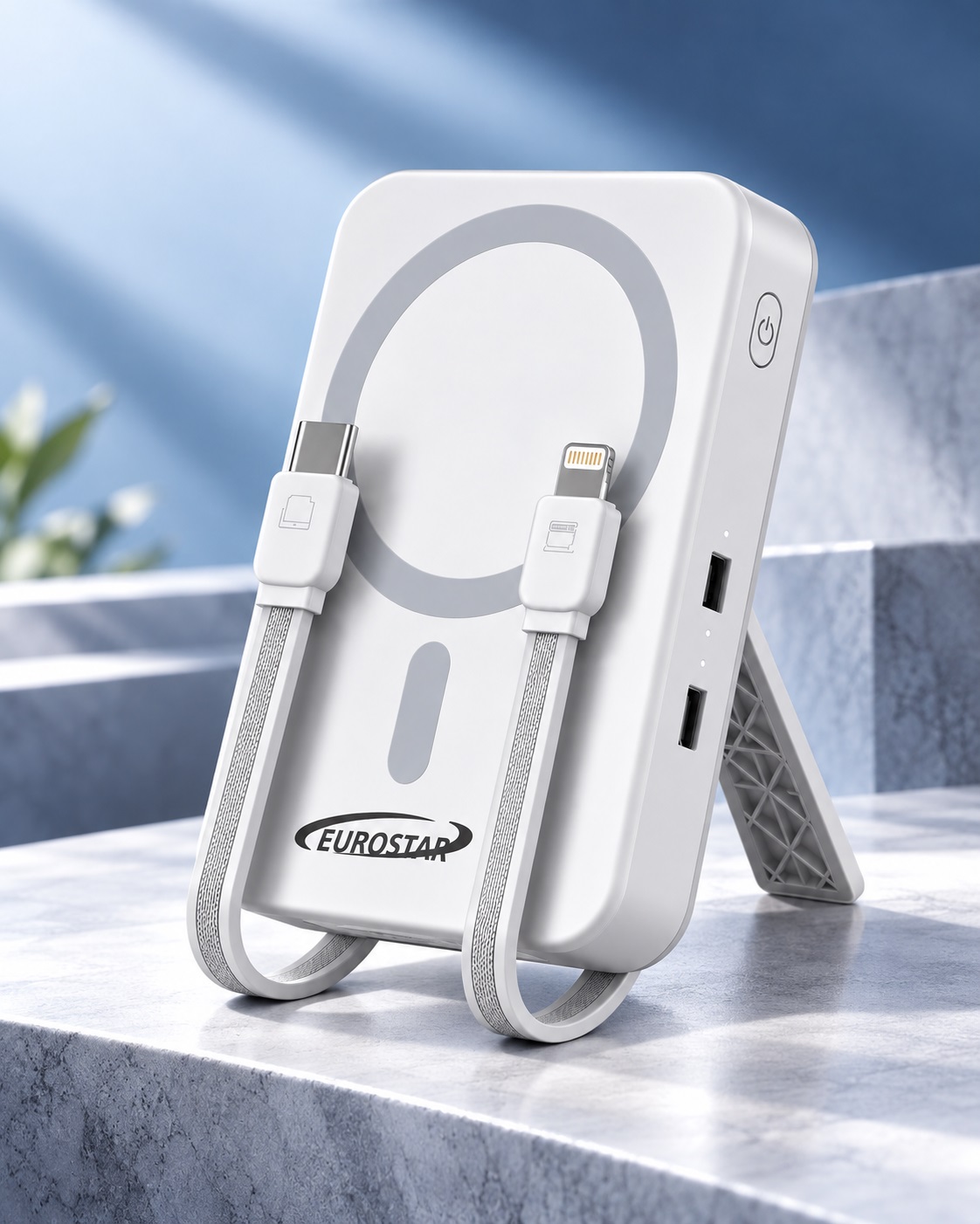Power Bank Eurostar MagSafe 10000 mAh me Kabllo të Integruara dhe Mbajtëse – foto 6