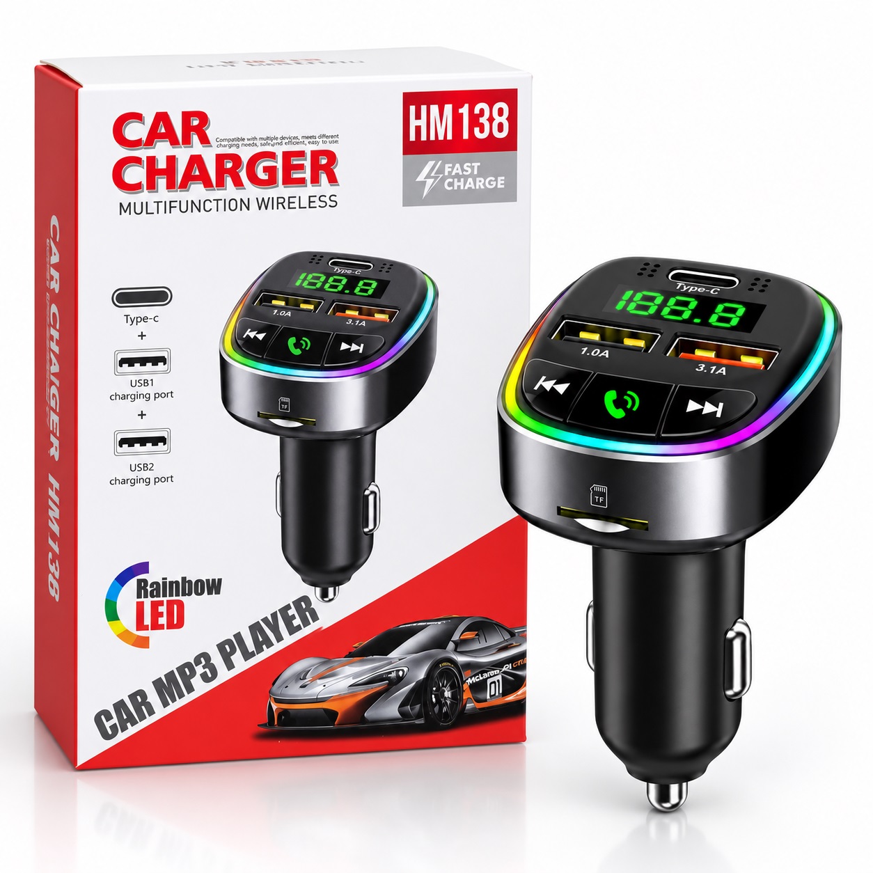 Karikues Veture HM138 me Transmetues FM, USB-C dhe Ekran LED – foto 3