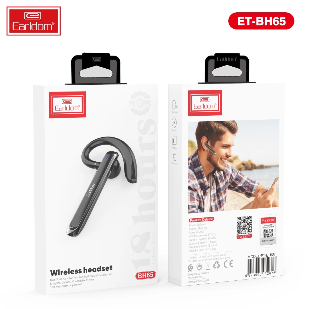 Kufje Wireless Earldom BH65 me Mikrofon dhe Kapëse për Vesh – foto 6