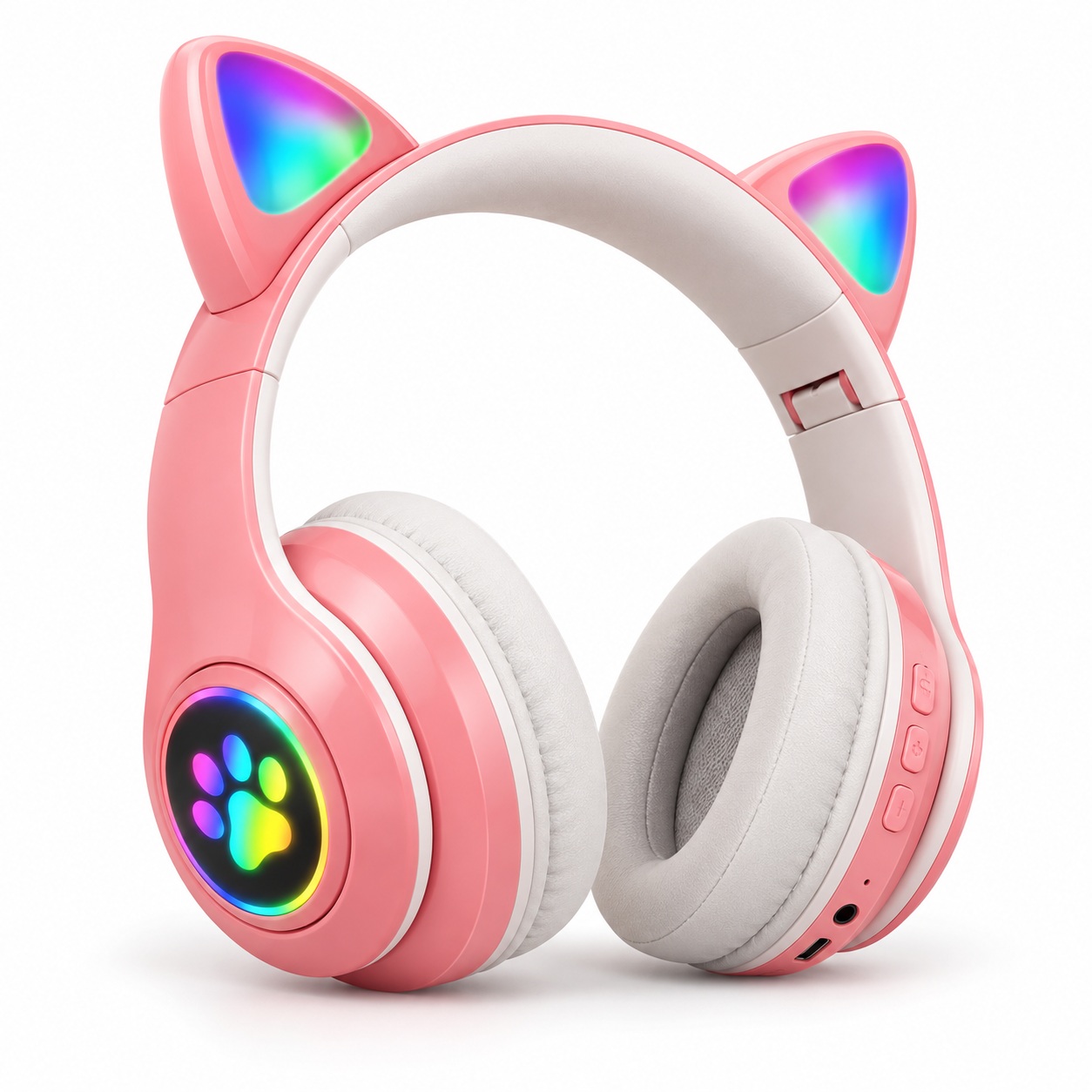Kufje Wireless B39M Cat Ear me RGB – Rozë – foto 1
