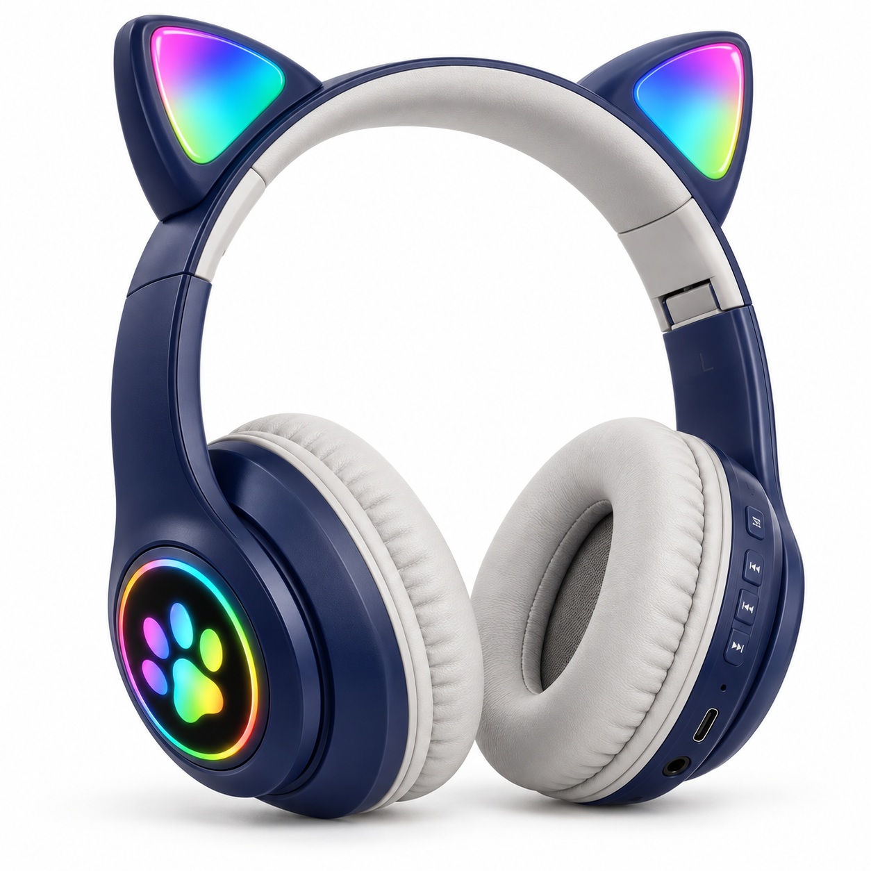 Kufje Wireless B39M Cat Ear me RGB – Të Kaltra – foto 1