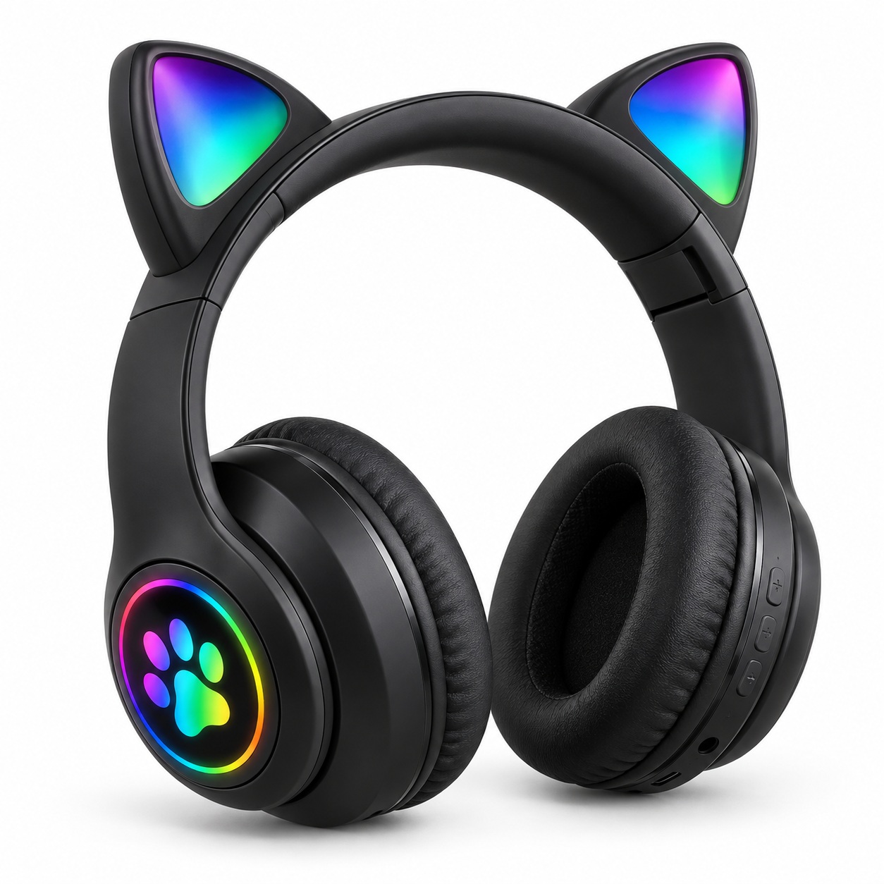 Kufje Wireless B39M Cat Ear me RGB – Të Zeza – foto 1