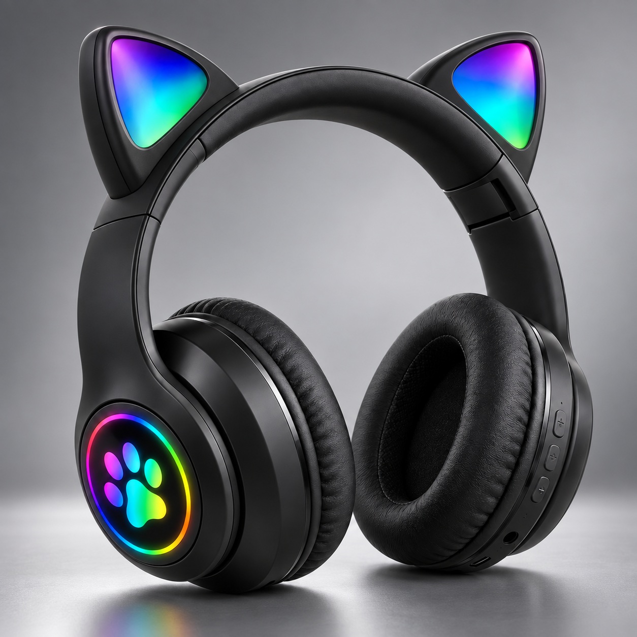 Kufje Wireless B39M Cat Ear me RGB – Të Zeza – foto 3