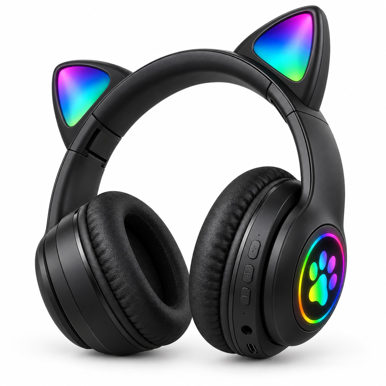Kufje Wireless B39M Cat Ear me RGB – Të Zeza – foto 4