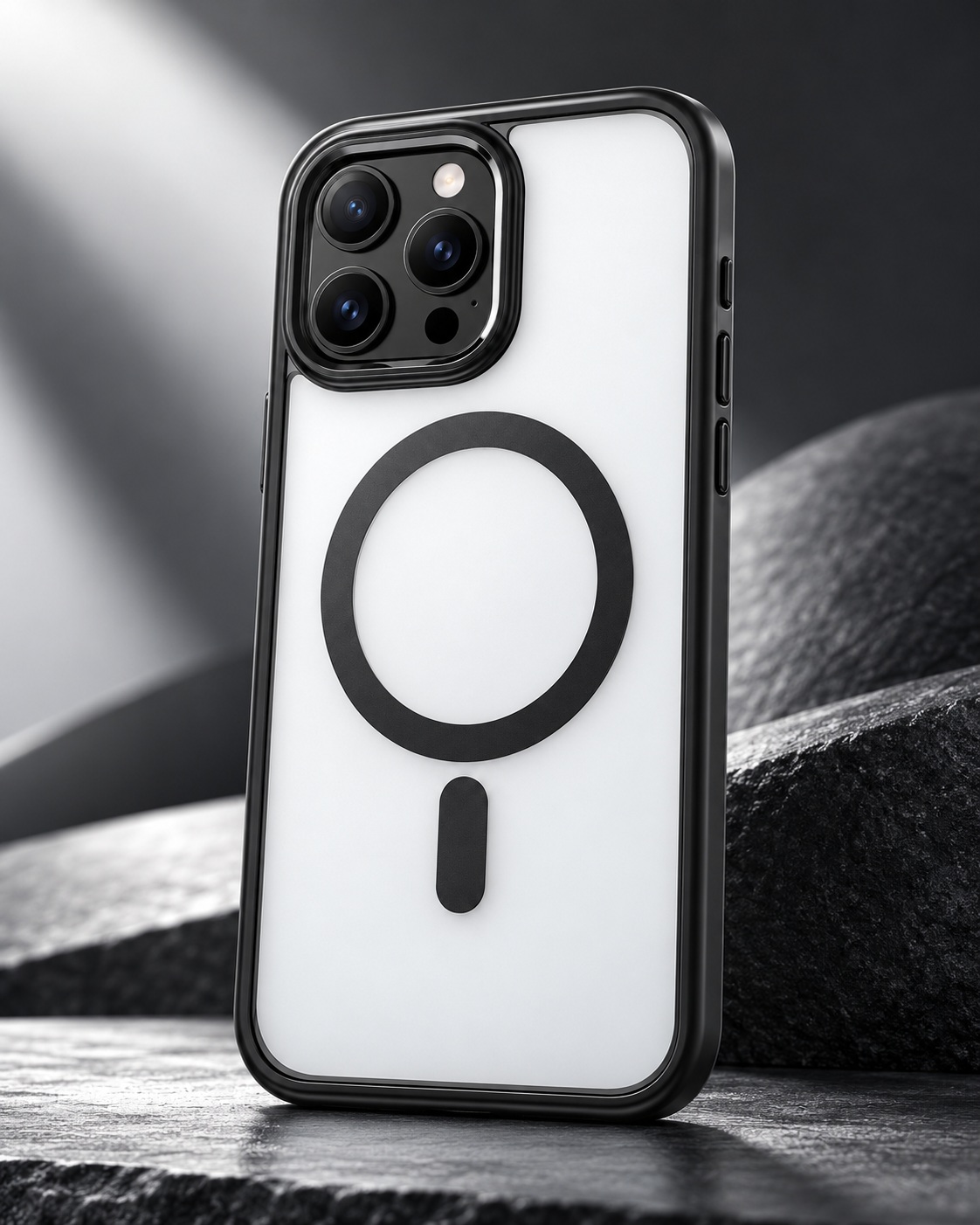 Mbrojtëse MagSafe për iPhone 16 Pro Max – Transparente me Kornizë të Zezë – foto 3