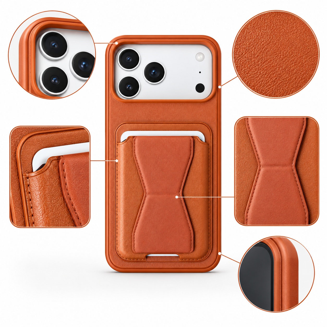 Mbrojtëse me Portofol për iPhone 17 Pro Max – Portokalli – foto 4